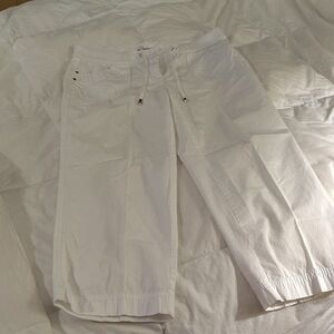 White Drawstring Capri Pants